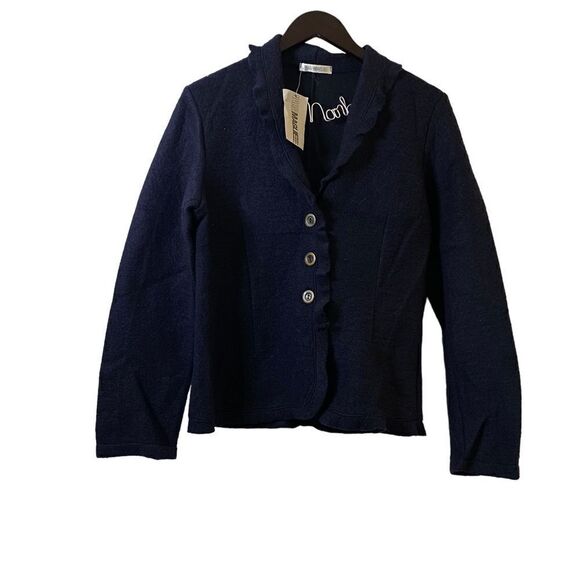 Nara Maglie Navy Wool Blend Cardigan With Tortoiseshell Buttons NWT Size X-Large - Picture 5 of 16